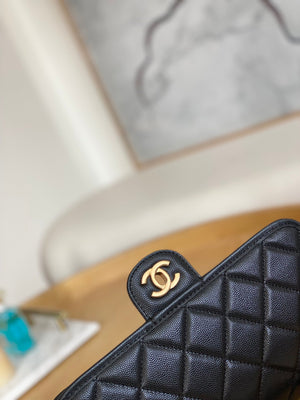 Chanel AS3653 Small Flap Bag with Top Handle Calfskin & Gold-Tone Metal Black - Default Title - View 4