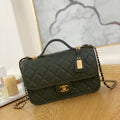 Chanel AS3653 Small Flap Bag with Top Handle Calfskin & Gold-Tone Metal Dark Green - Default Title - View 1