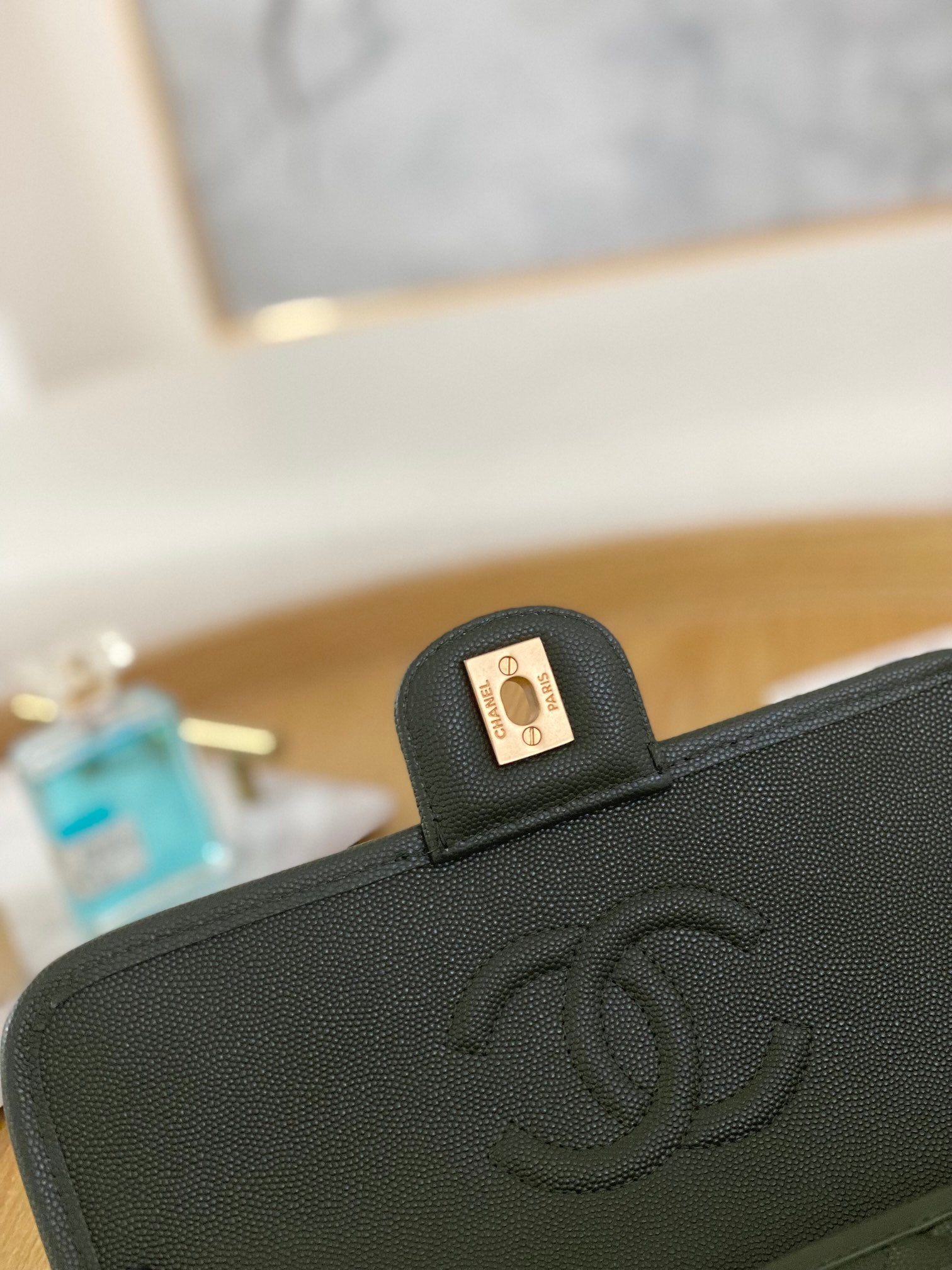 Chanel AS3653 Small Flap Bag with Top Handle Calfskin & Gold-Tone Metal Dark Green - Default Title - View 5