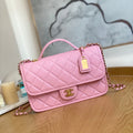 Chanel AS3653 Small Flap Bag with Top Handle Calfskin & Gold-Tone Metal Pink - Default Title - View 1