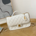 Chanel AS3653 Small Flap Bag with Top Handle Calfskin & Gold-Tone Metal White - Default Title - View 1