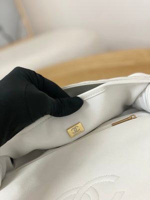 Chanel AS3653 Small Flap Bag with Top Handle Calfskin & Gold-Tone Metal White - Default Title - View 8