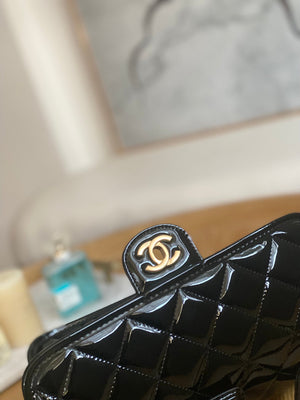 Chanel AS3653 Small Flap Bag with Top Handle Patent Calfskin & Gold-Tone Metal Black - Default Title - View 4