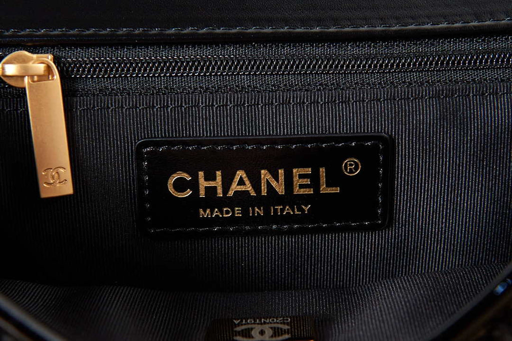 Chanel AS3653 Small Flap Bag with Top Handle Wool Tweed & Gold-Tone Metal Black