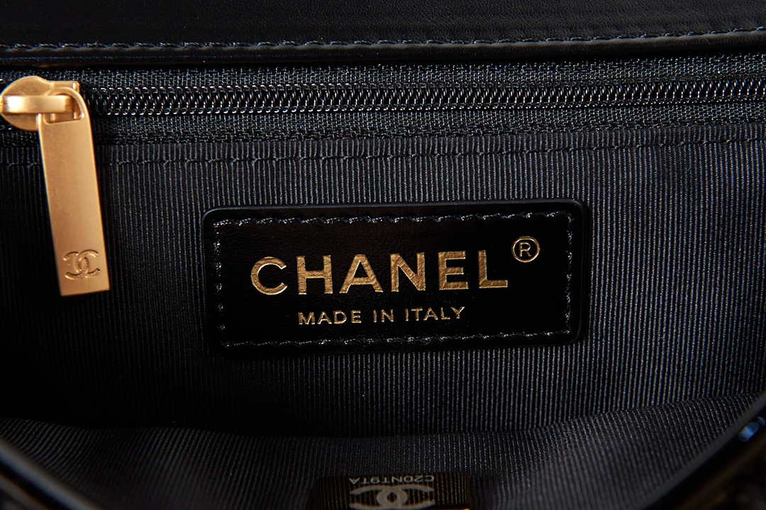 Chanel AS3653 Small Flap Bag with Top Handle Wool Tweed & Gold-Tone Metal Black
