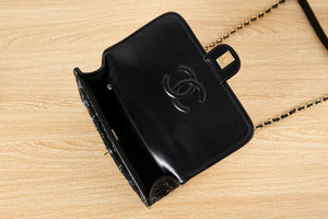Chanel AS3653 Small Flap Bag with Top Handle Wool Tweed & Gold-Tone Metal Black and White - Default Title - View 7