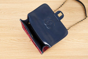 Chanel AS3653 Small Flap Bag with Top Handle Wool Tweed & Gold-Tone Metal Red and Navy Blue - Default Title - View 7
