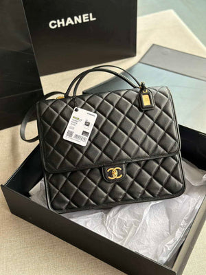 Chanel AS3662 LARGE BACKPACK Calfskin & Gold-Tone Metal Black - Default Title - View 1