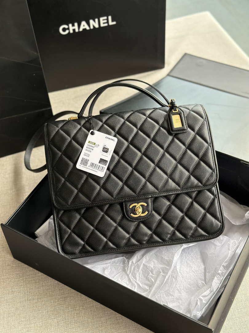 Chanel AS3662 LARGE BACKPACK Calfskin & Gold-Tone Metal Black - Default Title - View 1
