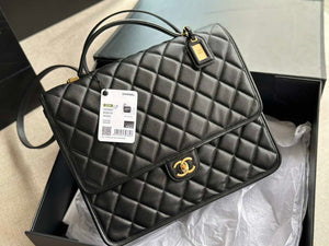Chanel AS3662 LARGE BACKPACK Calfskin & Gold-Tone Metal Black - Default Title - View 2