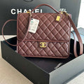 Chanel AS3662 LARGE BACKPACK Calfskin & Gold-Tone Metal Wine Red - Default Title - View 1