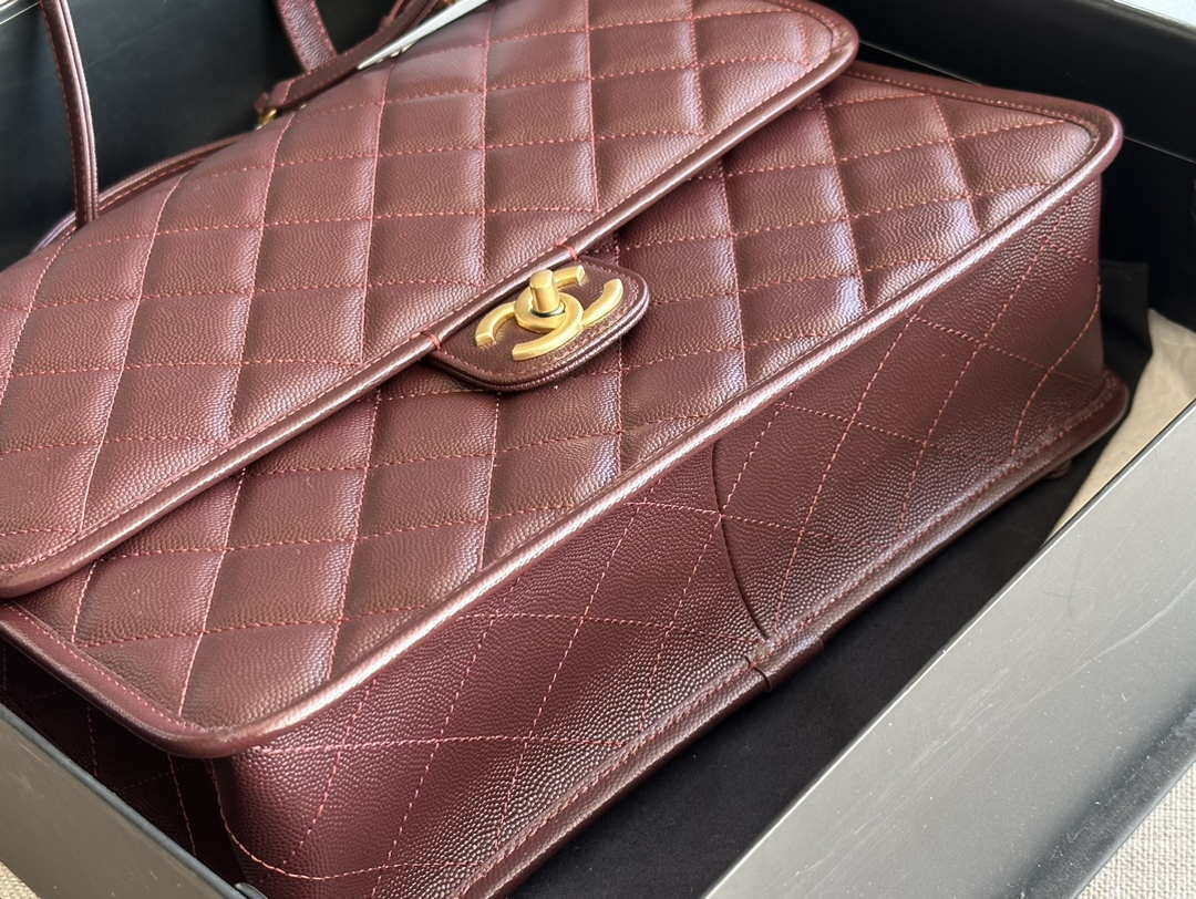 Chanel AS3662 LARGE BACKPACK Calfskin & Gold-Tone Metal Wine Red - Default Title - View 6