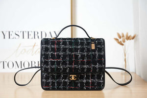 Chanel AS3662 LARGE BACKPACK Wool Tweed & Gold-Tone Metal Black - Default Title - View 1