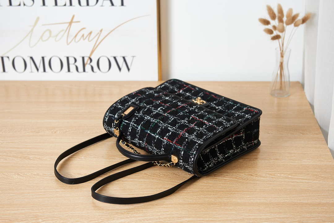 Chanel AS3662 LARGE BACKPACK Wool Tweed & Gold-Tone Metal Black - Default Title - View 5