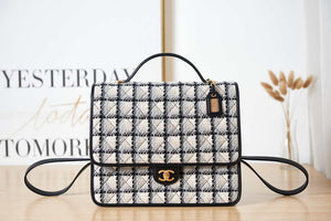 Chanel AS3662 LARGE BACKPACK Wool Tweed & Gold-Tone Metal White - Default Title - View 1