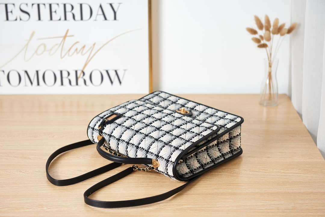 Chanel AS3662 LARGE BACKPACK Wool Tweed & Gold-Tone Metal White - Default Title - View 5