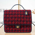 Chanel AS3662 LARGE BACKPACK Wool Tweed & Gold-Tone Metal Wine Red - Default Title - View 1