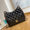 Chanel AS3690 Hobo Handbag Shiny Crumpled Calfskin & Gold-Tone Metal Black - Default Title - View 1