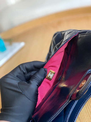 Chanel AS3690 Hobo Handbag Shiny Crumpled Calfskin & Gold-Tone Metal Navy blue - Default Title - View 9