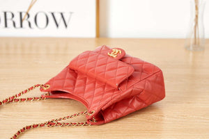 Chanel AS3690 Hobo Handbag Shiny Crumpled Calfskin & Gold-Tone Metal Red - Default Title - View 5