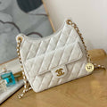 Chanel AS3690 Hobo Handbag Shiny Crumpled Calfskin & Gold-Tone Metal White - Default Title - View 1