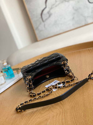 Chanel AS3710 Small Hobo Handbag Shiny Crumpled Calfskin & Gold-Tone Metal Black - Default Title - View 6