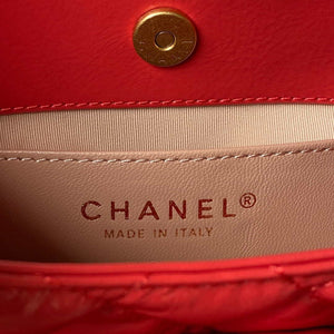 Chanel AS3710 Small Hobo Handbag Shiny Crumpled Calfskin & Gold-Tone Metal Red - Default Title - View 8