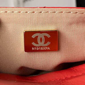 Chanel AS3710 Small Hobo Handbag Shiny Crumpled Calfskin & Gold-Tone Metal Red - Default Title - View 9