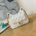 Chanel AS3710 Small Hobo Handbag Shiny Crumpled Calfskin & Gold-Tone Metal White - Default Title - View 1