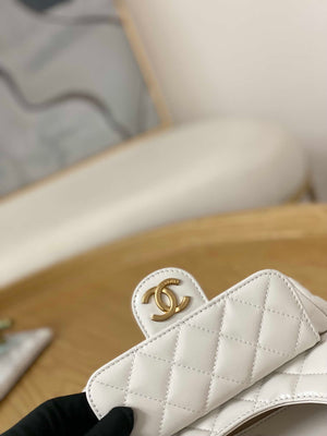 Chanel AS3710 Small Hobo Handbag Shiny Crumpled Calfskin & Gold-Tone Metal White - Default Title - View 4