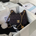 Chanel AS3710 Small Hobo Handbag Velvet & Gold-Tone Metal Black - Default Title - View 1