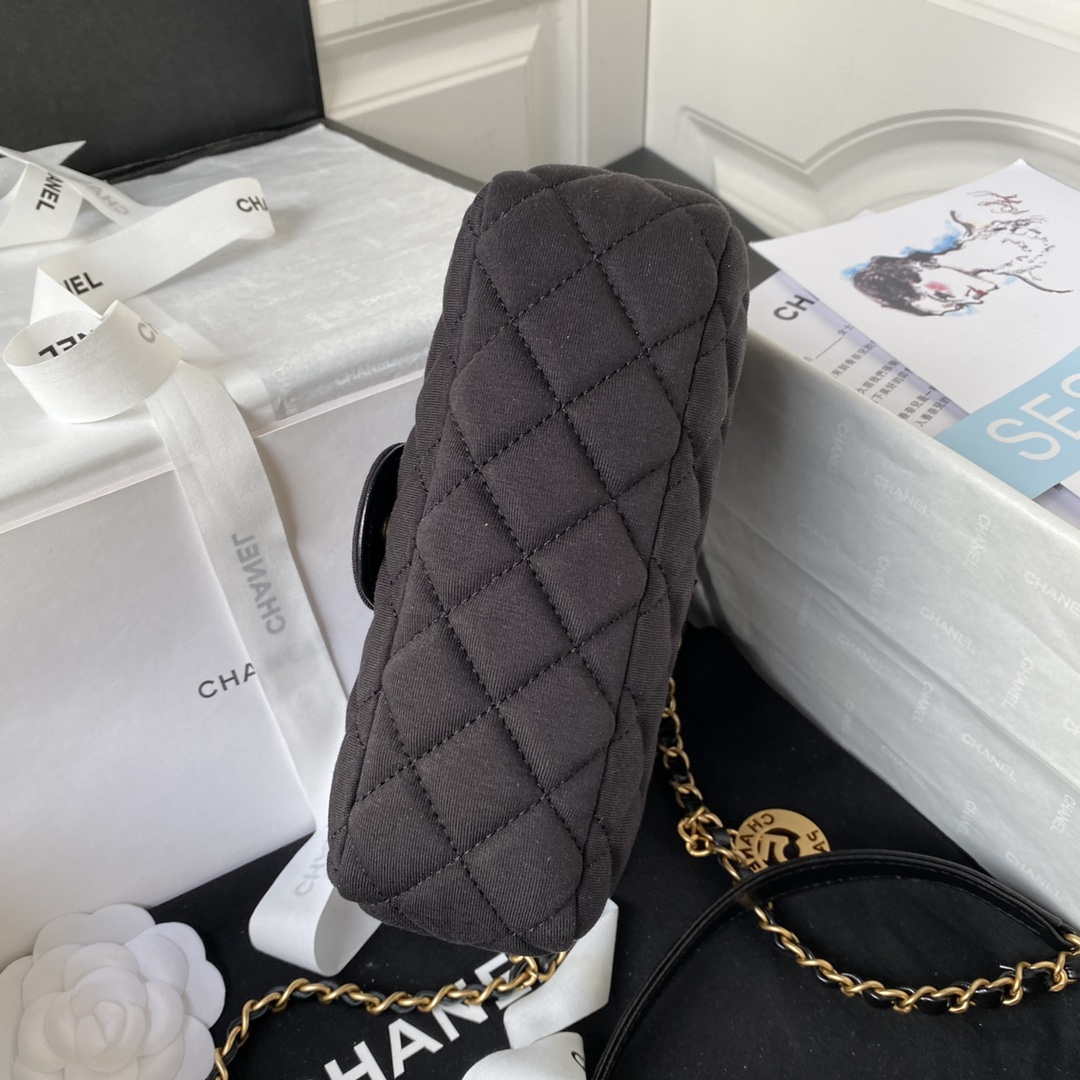 Chanel AS3710 Small Hobo Handbag Velvet & Gold-Tone Metal Black - Default Title - View 6