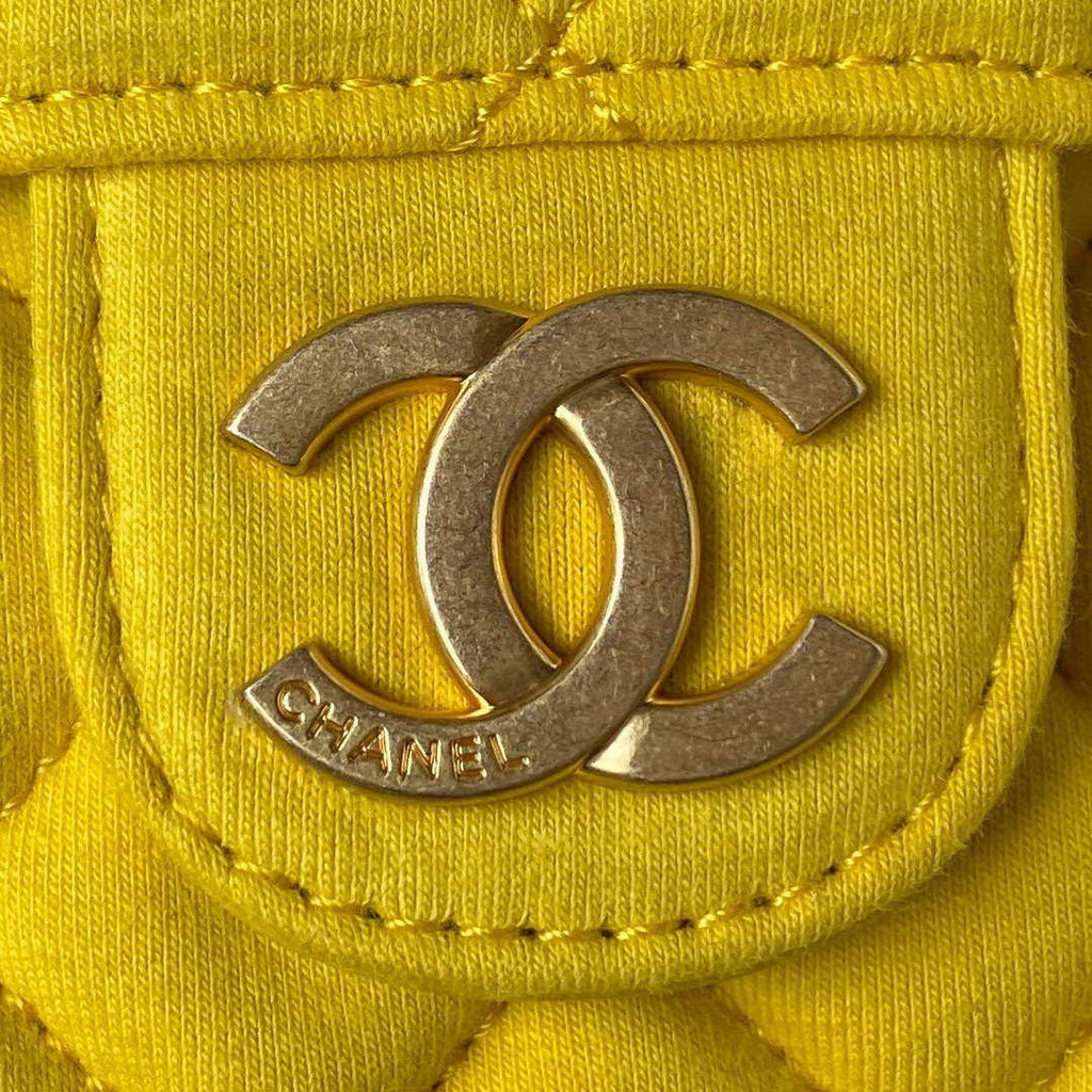 Chanel AS3710 Small Hobo Handbag Velvet & Gold-Tone Metal Yellow