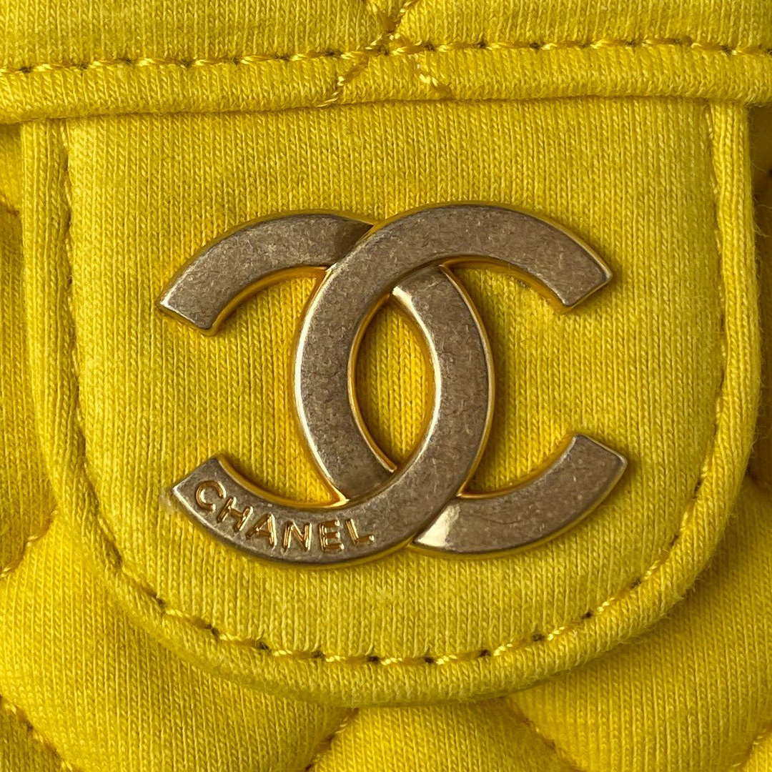 Chanel AS3710 Small Hobo Handbag Velvet & Gold-Tone Metal Yellow - Default Title - View 3