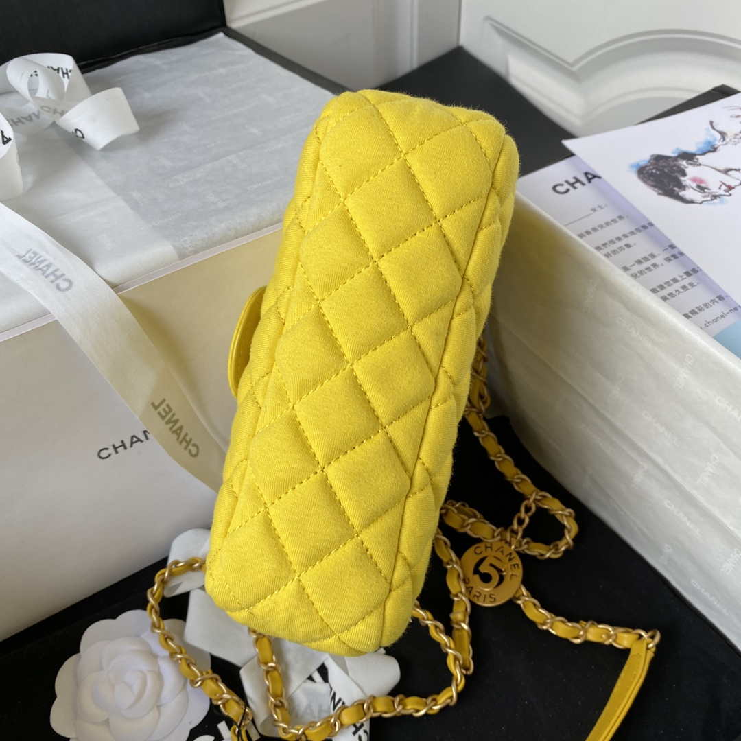 Chanel AS3710 Small Hobo Handbag Velvet & Gold-Tone Metal Yellow - Default Title - View 6