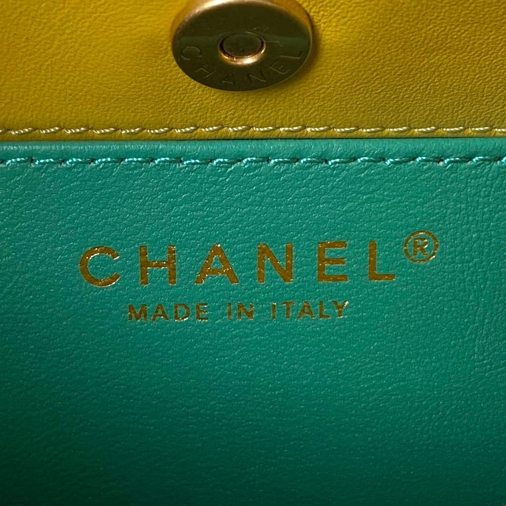 Chanel AS3710 Small Hobo Handbag Velvet & Gold-Tone Metal Yellow