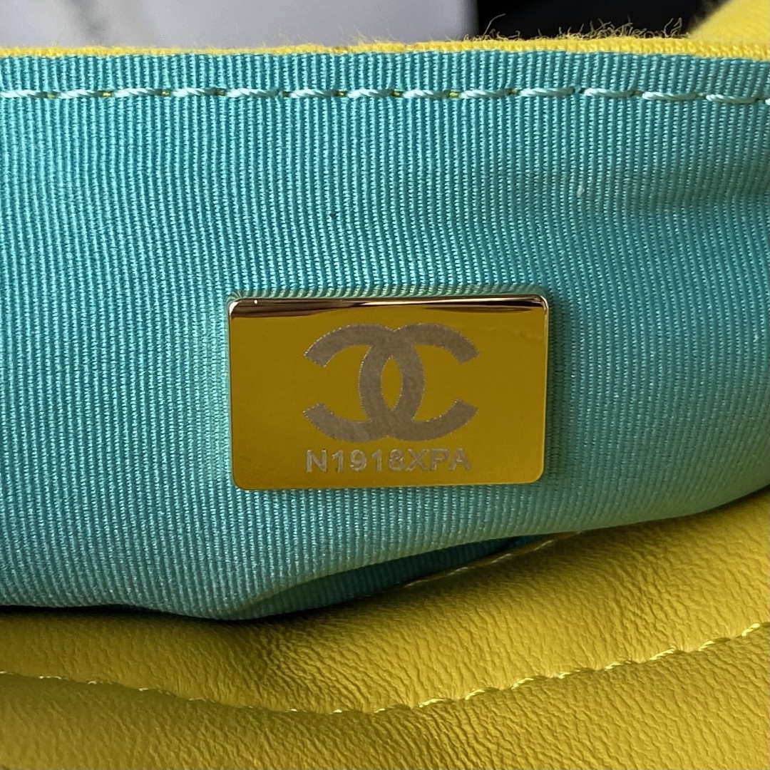 Chanel AS3710 Small Hobo Handbag Velvet & Gold-Tone Metal Yellow - Default Title - View 9