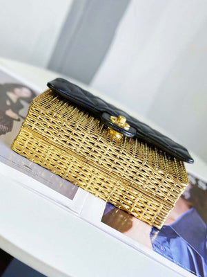 Chanel AS3712 Large EVENING BAG Lambskin & Gold Metal Black & Gold - Default Title - View 4