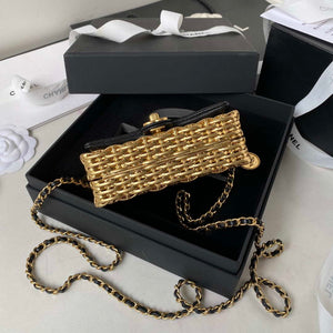 Chanel AS3713 SMALL EVENING BAG Lambskin & Gold Metal Black & Gold - Default Title - View 6