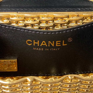 Chanel AS3713 SMALL EVENING BAG Lambskin & Gold Metal Black & Gold - Default Title - View 8