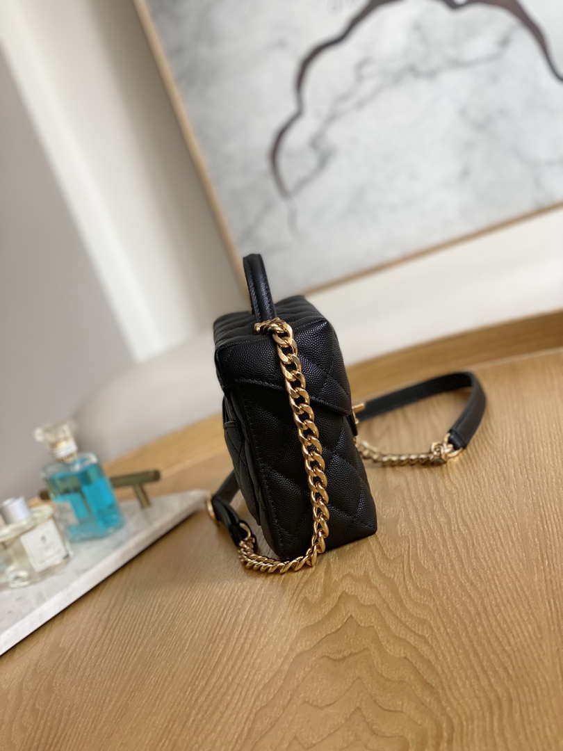 Chanel AS3729 Small Vanity Case Grained Calfskin & Gold-Tone Metal Black - Default Title - View 3