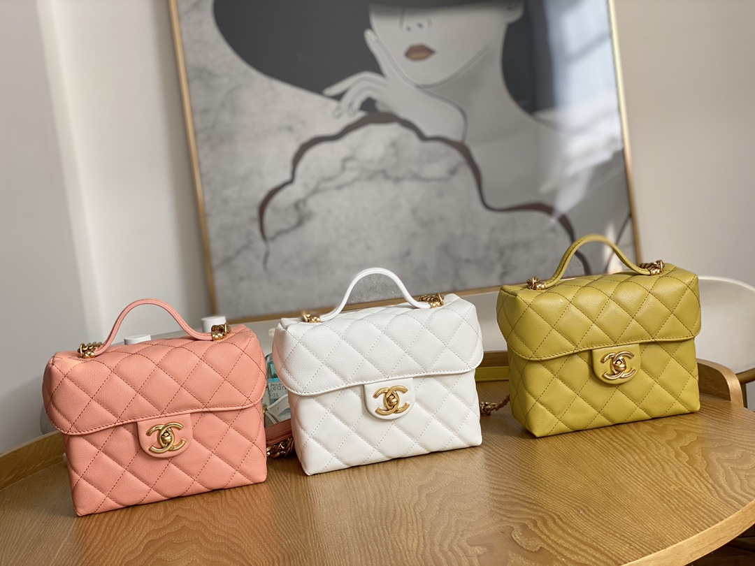 Chanel AS3729 Small Vanity Case Grained Calfskin & Gold-Tone Metal Yellow - Default Title - View 1