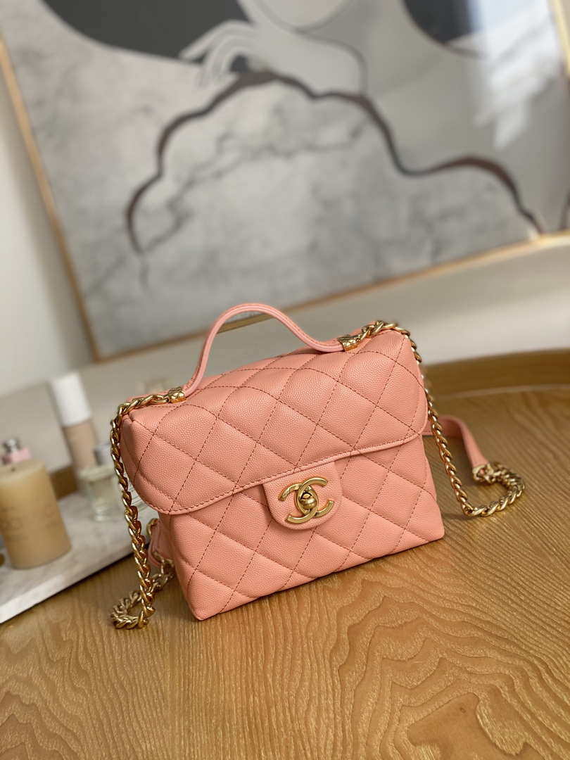 Chanel AS3729 Small Vanity Case Grained Calfskin & Gold-Tone Metal Pink - Default Title - View 1
