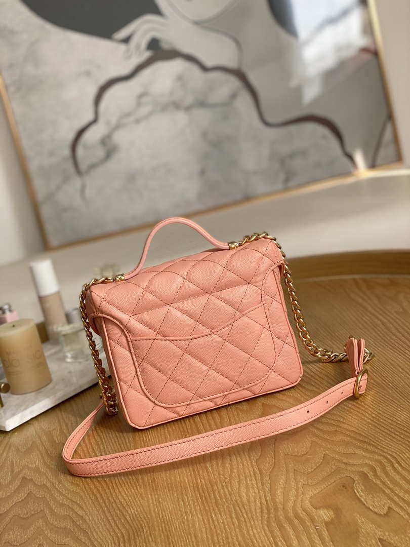 Chanel AS3729 Small Vanity Case Grained Calfskin & Gold-Tone Metal Pink