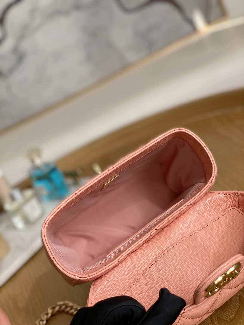 Chanel AS3729 Small Vanity Case Grained Calfskin & Gold-Tone Metal Pink - Default Title - View 9