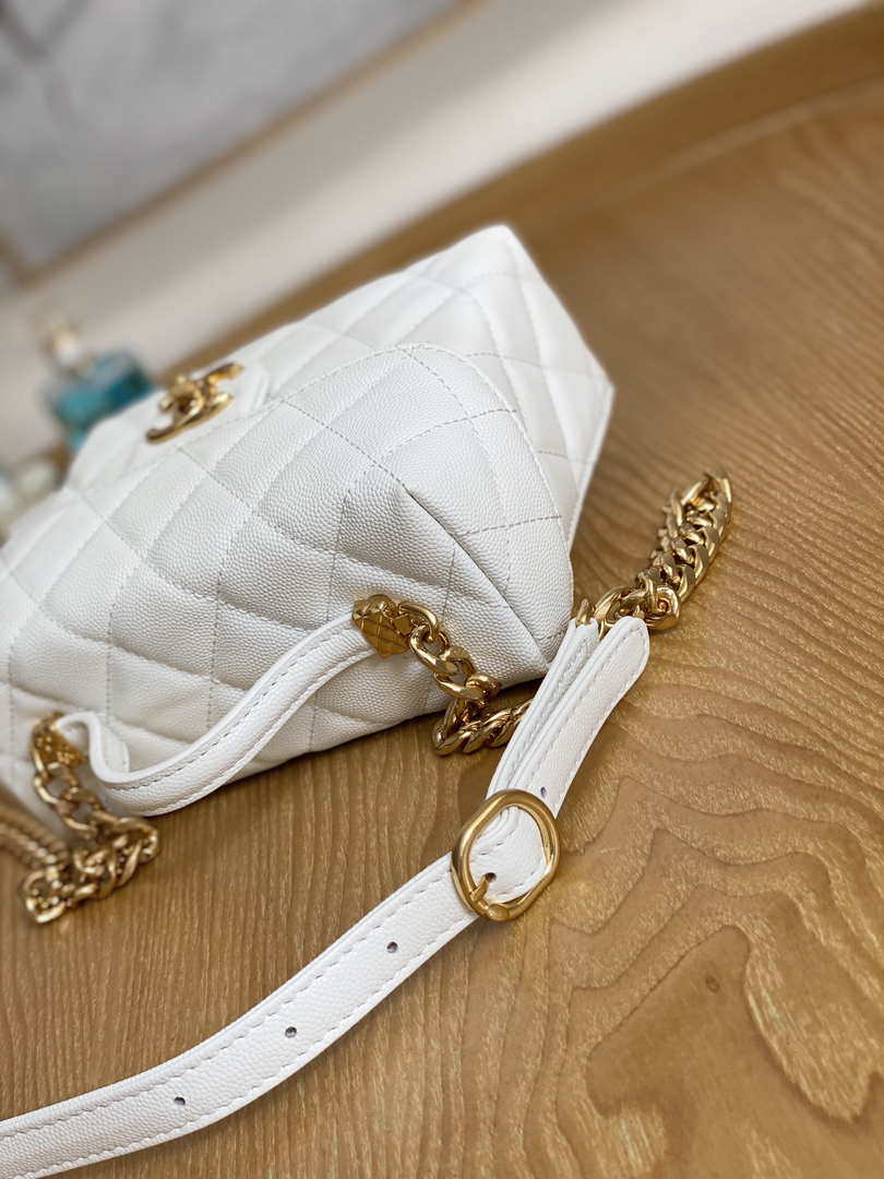 Chanel AS3729 Small Vanity Case Grained Calfskin & Gold-Tone Metal White