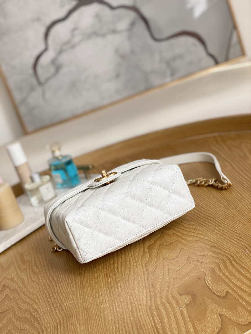 Chanel AS3729 Small Vanity Case Grained Calfskin & Gold-Tone Metal White - Default Title - View 5
