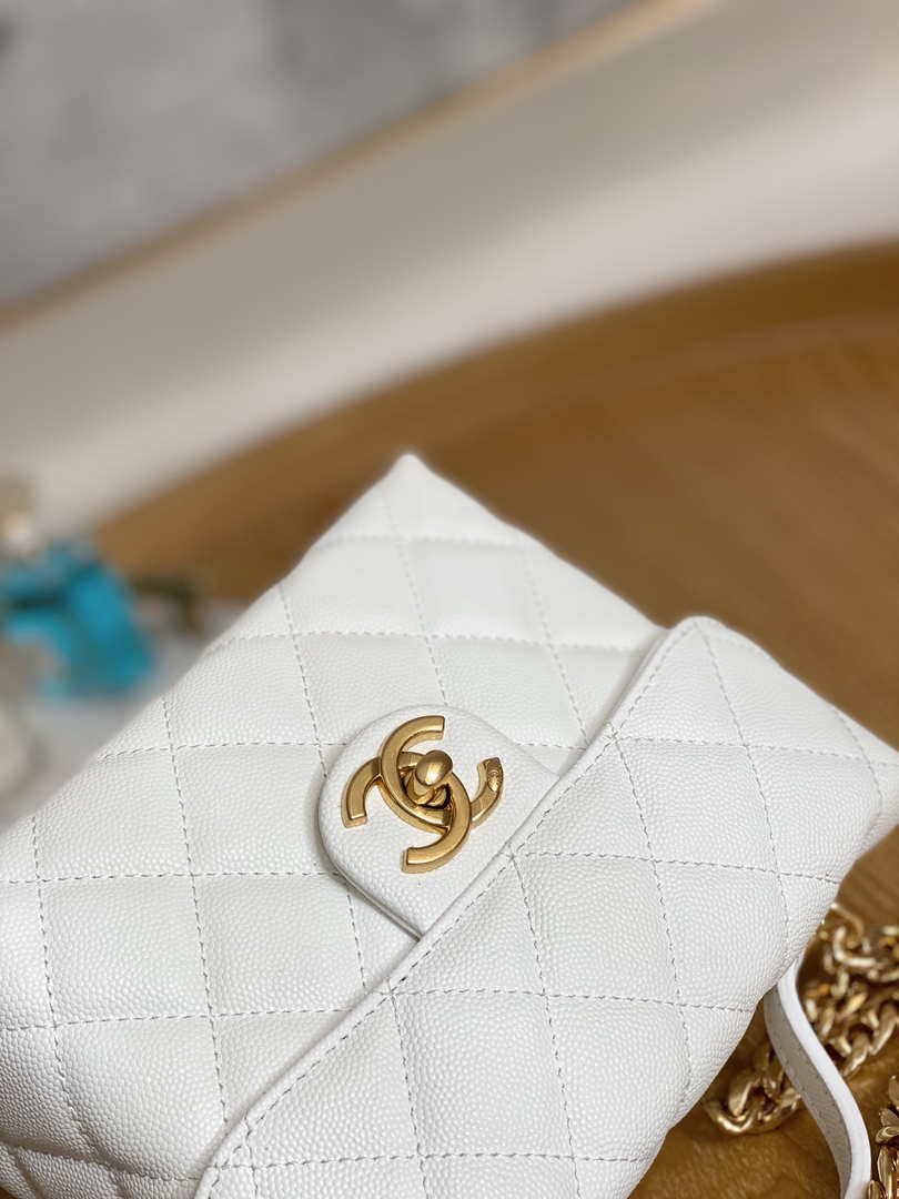Chanel AS3729 Small Vanity Case Grained Calfskin & Gold-Tone Metal White - Default Title - View 6