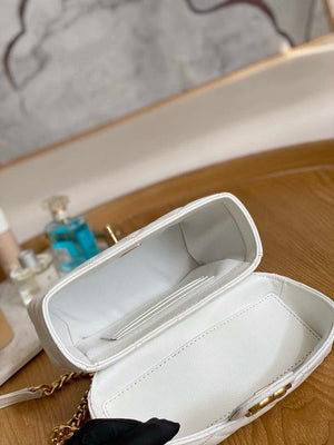 Chanel AS3729 Small Vanity Case Grained Calfskin & Gold-Tone Metal White - Default Title - View 8