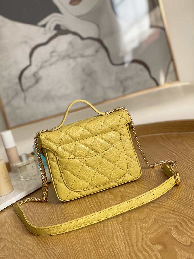 Chanel AS3729 Small Vanity Case Grained Calfskin & Gold-Tone Metal Yellow - Default Title - View 3